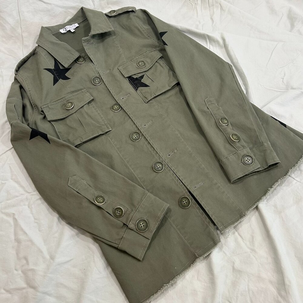 CZ Collection Cezele - military inspired jacket with black stars - Size Small